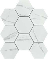 Emser Tile Elegan Series W95ELEGCA1011MH4M Porcelain Mosaic Tile, 11 in L Tile, 10 in W Tile, Pressed Edge, Calacata